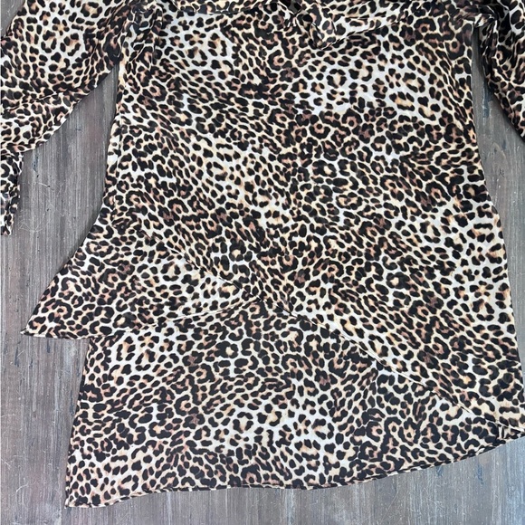 Chico's Asymmetrical Leopard Tunic Top Brown and Black Size 0 (Small) - Picture 4 of 10